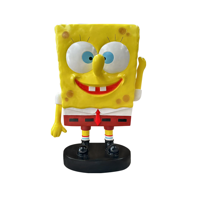 Cartoon Fiberglass SpongeBob Sculpture para sa panlabas na dekorasyon/pampublikong mga puwang