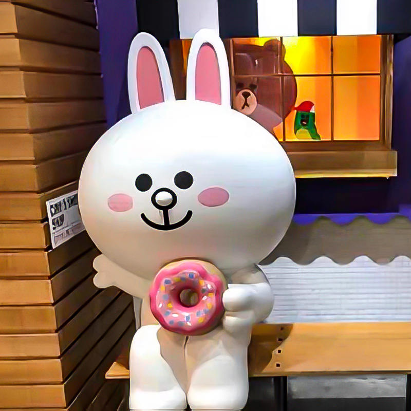 Brown Bear & Rabbit Cute Cartoon Statue - Handmade Resin Animal Sculpture, Mga Kids Room Decor