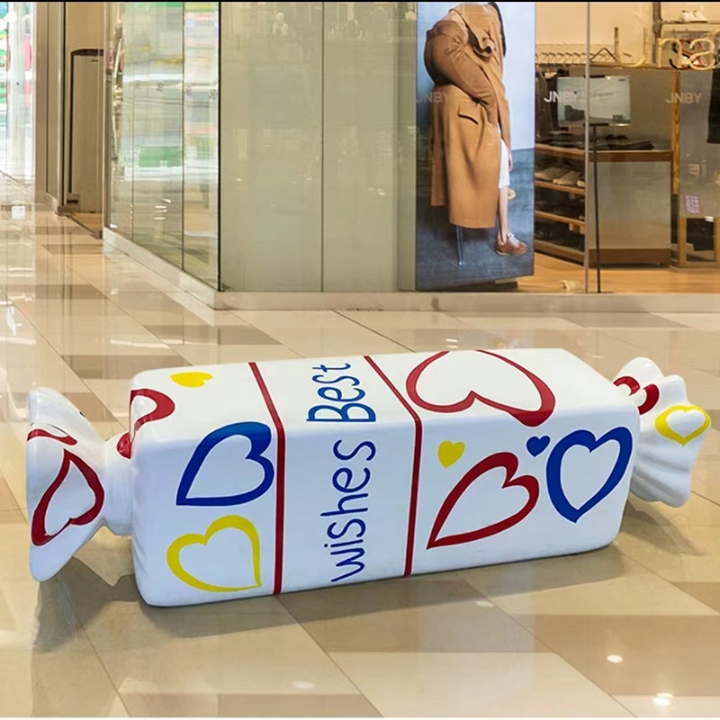 Candy Chair Fiberglass Sculpture Commercial Center Dekorasyon Candy Props